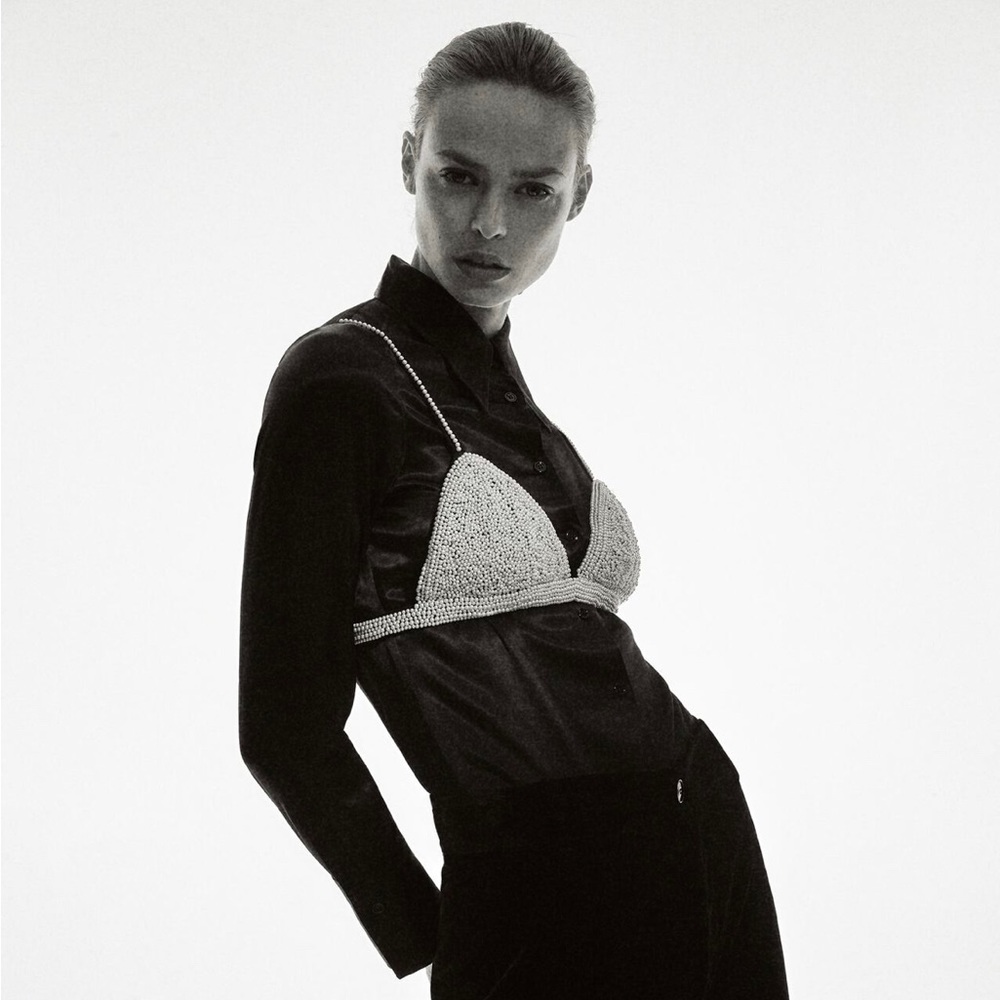 NWT Zara Pearl Bralette Top